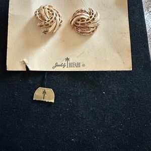 Trifari Gold Swirl Earrings